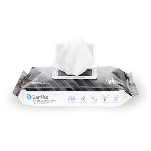 BodyMed Adult Disposable Incontinence Wipes, 48 Wipes/Pack (1-Pack) - Pre-Moistened & Hypoallergenic Washcloths Formulated with Vitamin E & Aloe Vera