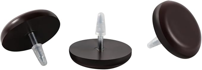 Furniture Glides Sliders-Furnigear PTFE (Teflon) Chair Leg Movers Sliders for Carpet and Hardwood Surface - Move Your Furniture Easily & Safely - Best Floor Protector (1-1/2", Brown-12pack)