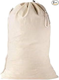 Large Cotton Laundry Bag, Heavy Duty Large Laundry Bags 24 x 36 inch Drawstring Travel Organizer Bag Fit Hamper Basket Camp (Beige, Pack of 1)