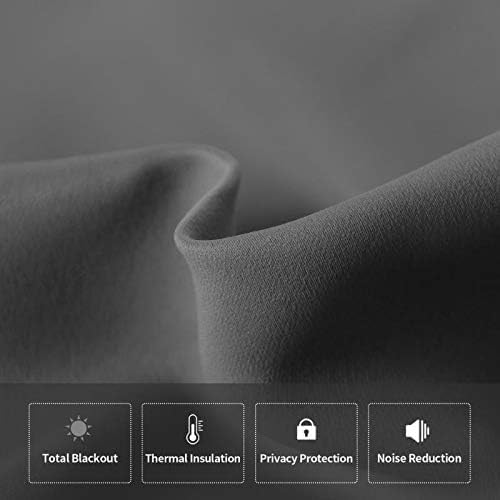DWCN French Door Curtains – Rod Pocket Thermal Blackout Curtain for Doors with Glass Window, Kitchen and Patio Doors for Privacy, 36 X 80 Inches Long, 1 Curtain Panel with Tieback, Dark Grey