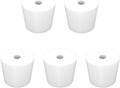 Labasics 5-Pack 7# Single-Hole Silicone Stoppers, White Tapered Lab Seal Stoppers with 0.31" Hole, Durable and Reusable Silicone Plugs for Laboratory Glassware, Airtight Sealing, and Experiments