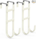 FYY Over The Door Hooks - 2 Pack Heavy Duty Dual-Hook Organizer Hanger with Non-Slip Rubber for Towels, Clothes, Hats & Bags Use in Bathroom, Bedroom, Kitchen - Fits Interior Doors Up to 1.6" Beige