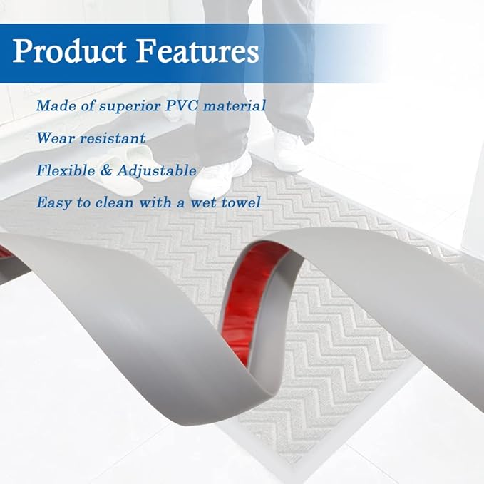 Floor Transition Strip Self Adhesive Carpet & Flooring Transitions Edging Trim Strip PVC Threshold Transitions Suitable for Threshold Height Less Than 5mm (3.3Ft, Dark Gray)