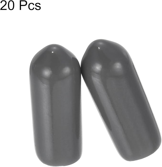 uxcell 20pcs Rubber End Caps 4mm ID Vinyl PVC Round Tube Bolt Cap Cover Screw Thread Protectors Dark Grey
