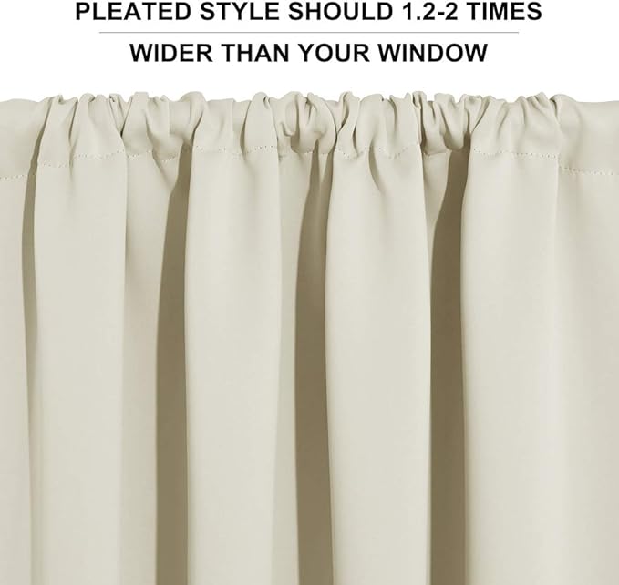 RYB HOME RV Curtains for Camper Windows - Soft Thermal Insulated Small Window Curtain Tiers for Cafe Kitchen Bedroom Basement Glass Door Window, W 42 x L 30 inches, Geige, 2 Panels