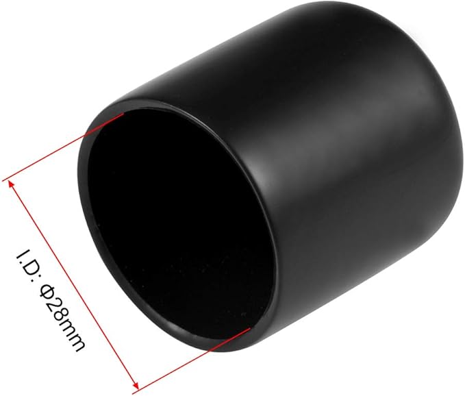 uxcell 20pcs Rubber End Caps 1 1/8"(28mm) ID Vinyl Round Tube Bolt Cap Cover Thread Protectors Black