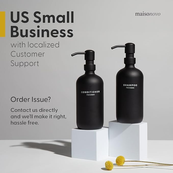 MaisoNovo Soap Dispenser 3-Piece Set | 16.9oz Amber Bottles with Gold Stainless Steel Pumps