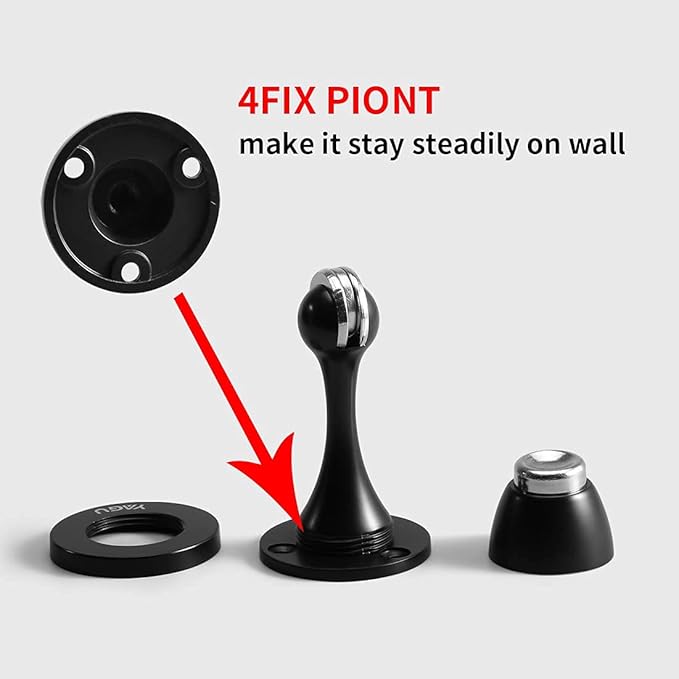 YAGU Door Stopper 4 Pack Magnetic Door Stops, Zinc Alloy Matte Black Door Catch Door Holder Wall Floor Mounted, Metal Soft-Catch