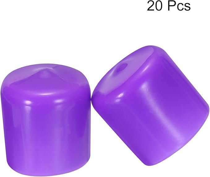 uxcell 20pcs Rubber End Caps 25mm ID Vinyl Round Tube Bolt Cap Cover Screw Thread Protectors Purple