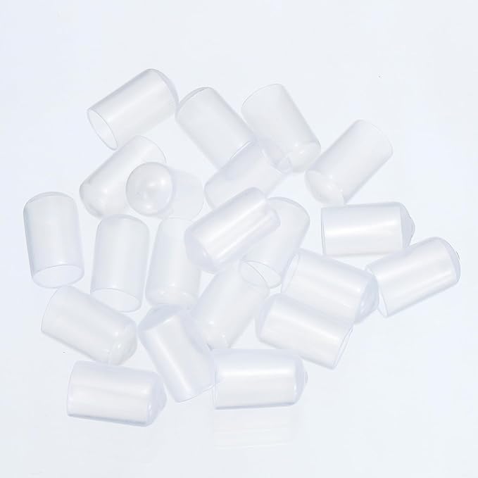 uxcell 20pcs Rubber End Caps 22mm(7/8") ID Vinyl PVC Round Tube Bolt Cap Cover Screw Thread Protectors Clear