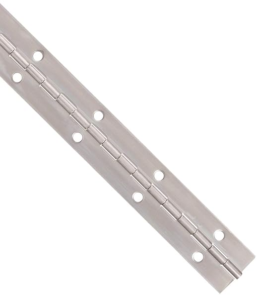 Stainless Steel Continuous Hinge with Hole, Bright Annealed Finish (3 Feet Long, 1-1/2 Inches Wide)