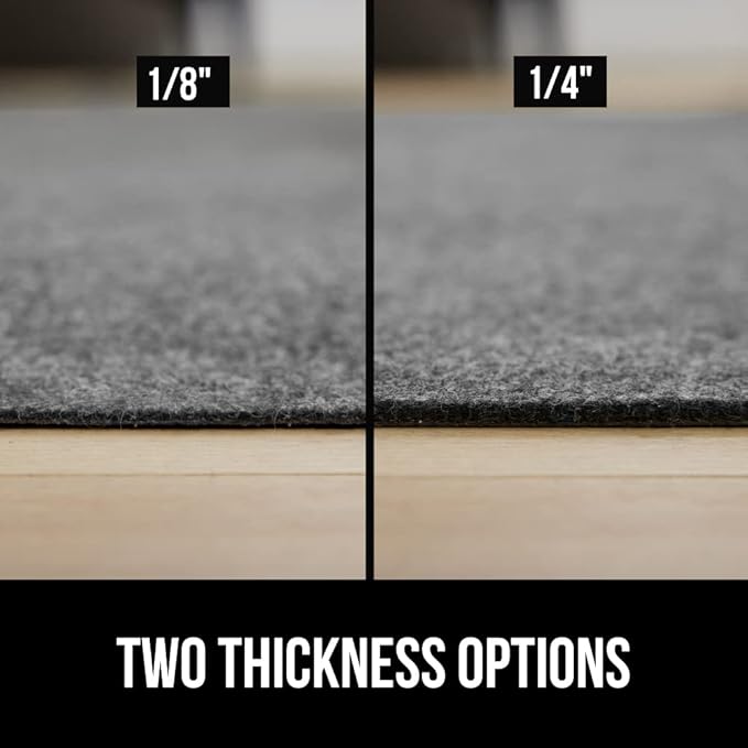 GORILLA GRIP Felt and Natural Rubber Stay in Place Slip Resistant Rug Pad, 1/8in Thick, 2x4 FT Protective Padding Under Area Rugs, Cushioned Gripper Pads, Carpet Runners, Hardwood Floors Protection