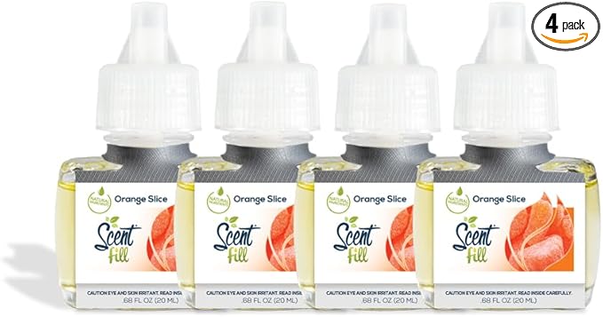 Scent Fill Orange Slice Plug in Air Freshener, 4 Scented Oil Refills