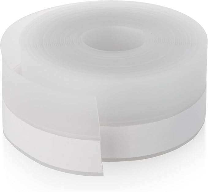 Silicone Weather Stripping Door Seal Strip, 16.4 Feet Self Adhesive Sealing Sticker Sealing Tape for Door Draft Stopper Adhesive for Doors Windows Shower Glass Gaps (Transparent, Width 35mm)