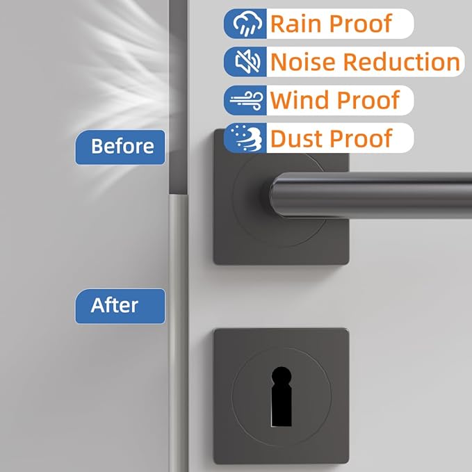 Wedge-Shape Window Weather Stripping Door Frame Seal Strip 3Pcs×196" Black,Upgrade Black Foam,Soundproofing,Draft Stopper,Winter Insulation,Noise Blocker, Gap Filler for Exterior Front Door Side