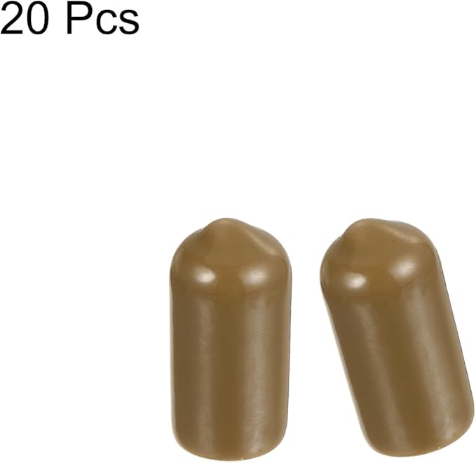 uxcell 20pcs Rubber End Caps 7mm ID Vinyl PVC Round Tube Bolt Cap Cover Screw Thread Protectors Light Brown