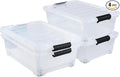 20 Quart Under Bed Plastic Storage Bins, 4-Pack Clear Under Bed Storage Box with Wheels