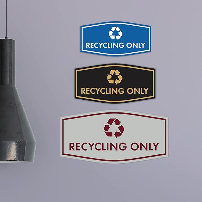 Fancy Recycling Only Sign (Black/Silver) - Medium