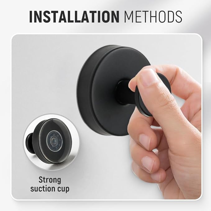 Suction Cup Hooks for Wreaths, 2025 New No Drill Suction Cup Hooks on Glass, Wreath Hanger for Front Door, Rustproof Hook Holder Towel Hook for Window Bathroom Mirrors Tile (1, Black A)