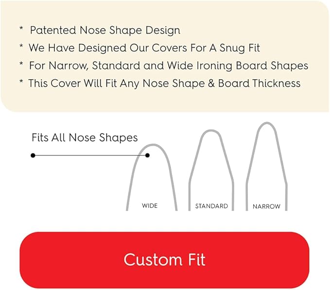 TIVIT Ironing Board Cover 13 x 34, Made in Italy. Pro Grip Pad Covers w/3 Fastener Straps & Pull Bungee Cord - Durable Scorch & Stain Resistant Padded Layers, Heat Reflective AlumiTek PRO Top Coat