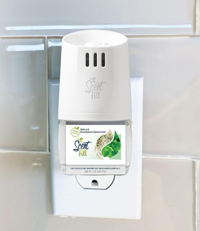 Scent Fill 100% Natural Eucalyptus Spearmint Plug in Air Freshener, Scented Oil Refills, 3 Refills