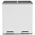 AthLike 60L(16 Gal) Dual Trash Can, Stainless Steel Kitchen Garbage Can, Double Compartment Classified Rubbish Bin, Recycle Dustbin w/Plastic Inner Buckets, Soft-Close Lid, Airtight, White