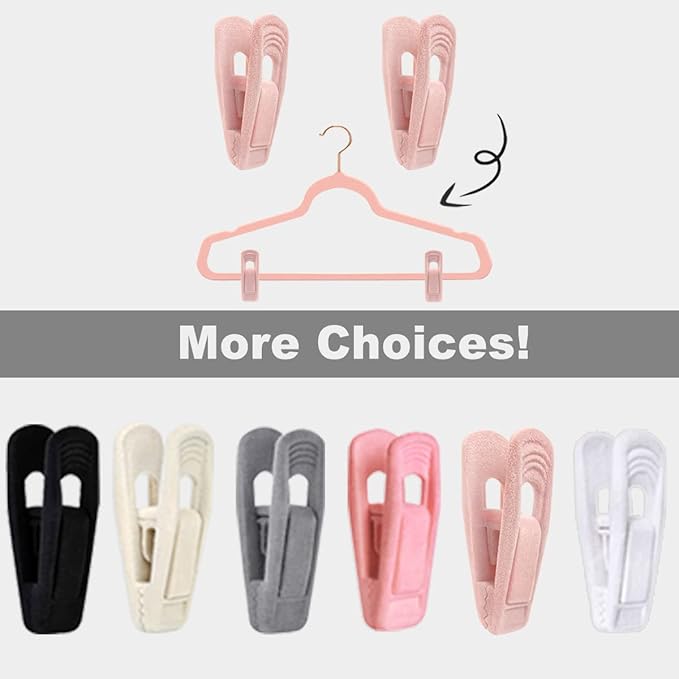 Light Pink Velvet Hangers (80-Pack), Non-Slip Strong Hanger Clips for Velvet Skirts & Pants