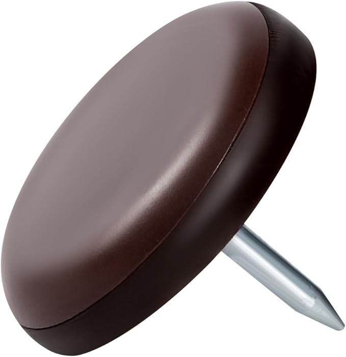 Furniture Glides Sliders-Furnigear PTFE (Teflon) Chair Leg Movers Sliders for Carpet Surface - Move Your Furniture Easy & Safely - Floor Protector (3/4" Nail, Brown-40pack, not for Wood Floors)