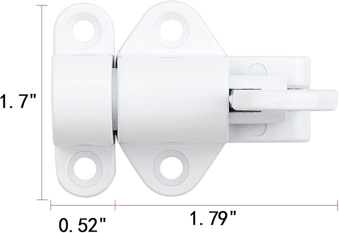 6 Packs Self-Closing Latches，White Spring Door Lock，Resilient Bolt Latch Aluminum Alloy Safety Automatic Spring Barrel Slide Door Lock with Screws,Used for Gate,Window and Cabinet etc