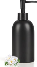 Natheeph 14OZ Ceramic Soap Dispenser Ceramic Soap Pump Dispenser Can Fill Liquid for Bathroom/Kitchen (Black)