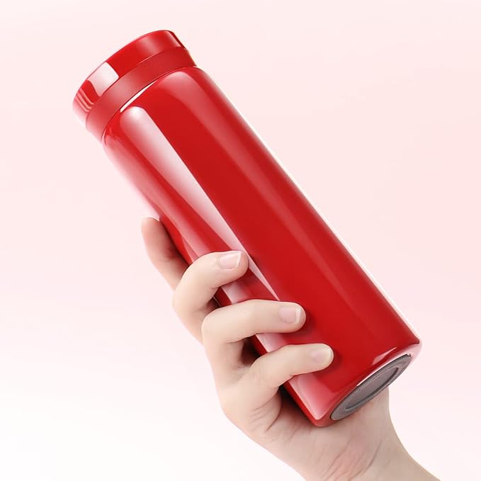 10oz Mini Water Bottle Stainless Steel Thermos Small Flask - Insulated Vacuum, Leak Proof, Keeps Drinks Hot/Cold - Ideal for Coffee, Tea, Water - Red