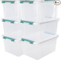 Xyskin 6-Pack 20 Quart Plastic Storage Boxes, Latching Storage Bin Box, Clear