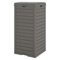 NUNU LAB 31 Gal Outdoor Trash Can with Lid - Heavy Duty Waterproof Resin, Removable Drip Tray, Fits 33-40 Gallon Bags - Large Garbage Bin for Patio, Backyard, Deck