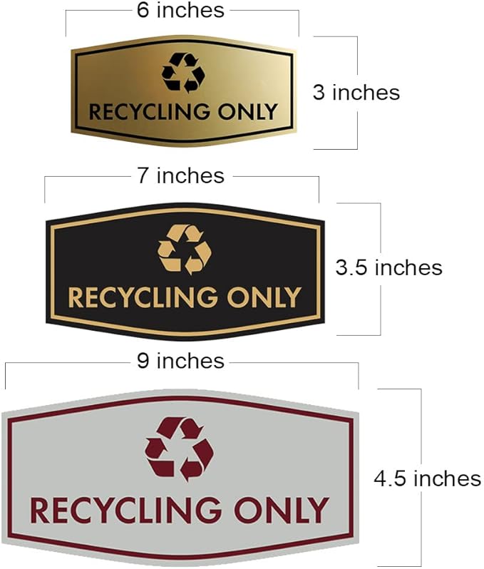 Fancy Recycling Only Sign (White) - Medium