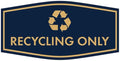 Fancy Recycling Only Sign (Navy Blue/Gold) - Medium