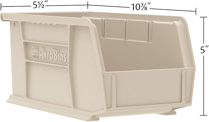 Akro-Mils 30230 AkroBins Plastic Storage Bins, Space-Saving Stackable Bins for Garage, Pantry, Craft Organization, 11-" x 5-" x 5-", Red, 12-Pack