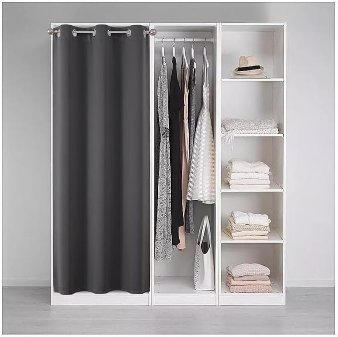 Joydeco Custom Size Door Curtains, Closet and Bedroom Doorway Curtains (Grey)