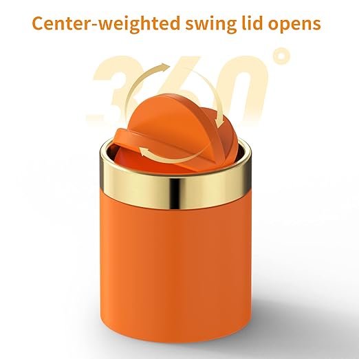 Mini Trash Can with Lid, Desktop Small Trash Can Recycling Bin Cute Metal Garbage Can for Tabletop Countertop Use,Stainless Steel 0.4Gal/1.5L Waste Bin for Office Parlor Car Bedroom,Swing Lid Open