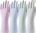 Rubber Cleaning Dishwashing Gloves 4 Pairs Reusable Kitchen Glove for Washing Dishes & Household Bathroom Cleaning Dish Gloves with Flock Lining Anti-Slip Grip Waterproof Thick Long-lasting Colorful M