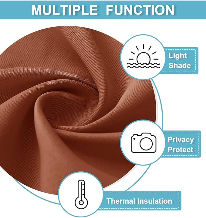 RYB HOME Blackout Curtains for Living Room, All Lights Blocking Rod Pocket Design Thermal Insulated Privacy Curtains Draperies for Bedroom Guest Room Playroom, W 42 x L 72 inch, 2 Panels, Burnt Orange