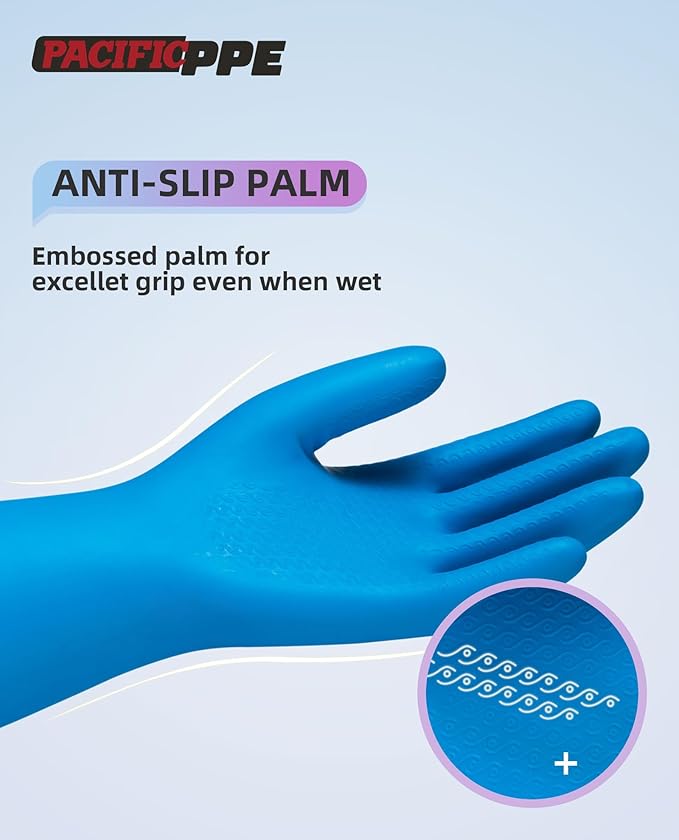 PACIFIC PPE 2 Pairs Dishwashing Cleaning Gloves with Latex free, Cotton lining, Kitchen Gloves (Purple+Blue, Medium)
