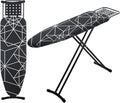 Ironing Board 43x13, Compact Iron Board Full Size with Heavy Duty Iron Rest, Thick Padded Cover, Adjustable Height, Sturdy Lightweight Steel Legs, Black