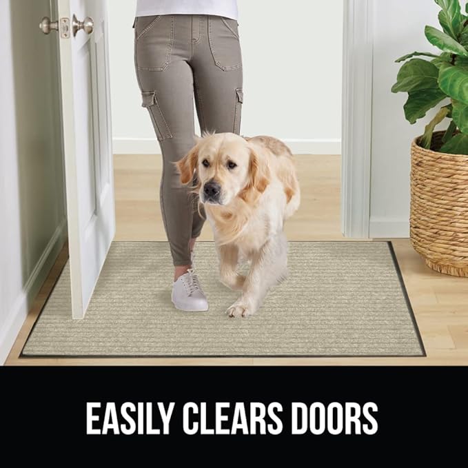 GORILLA GRIP Traffic Guard Door Mat, 2 Pack, Heavy Duty Waterproof Doormat, Commercial Office Space Welcome Mats, Stain and Fade Resistant, Low Profile, Strong Rubber Backing, 29x17, Beige