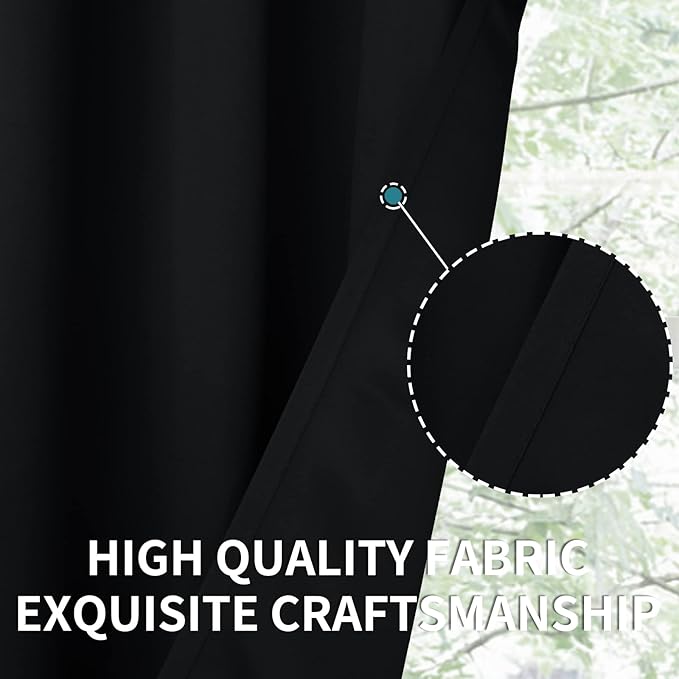 BGment Black Blackout Curtains for Bedroom Window 34 x 45 Inch - Rod Pocket Short Drapes for Kitchen Cafe Rv Bathroom Door Room Darkening Privacy Blinds, 2 Panels