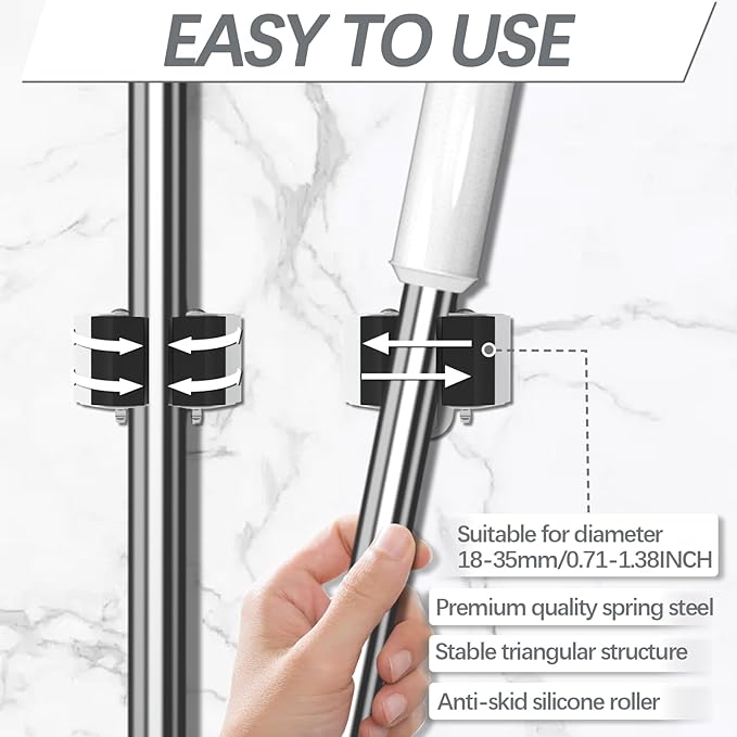 3-H Broom Hanger,Mop Holder Wall Mount 8 Pack, Broom Holder Wall Mount for Hanging and Organizing Shovel,Rake,Brush,Yard Tools in Kitchen,Laundry Room,Bathroom,House(black)