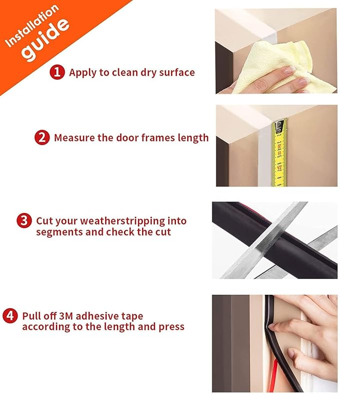 Black Rubber Weather Stripping Door Seal Strip, D Shape Door Rubber Weather Seal Strip, Self-Adhesive Door Weatherstripping Soundproofing Door Seal Strip for Windows (33 feet, White),(pundin-1)