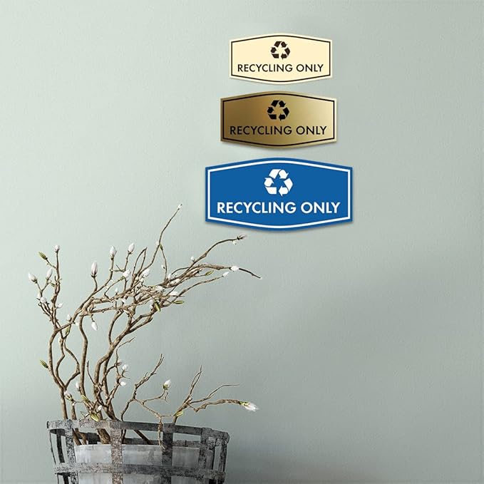 Fancy Recycling Only Sign (Black Gold) - Medium
