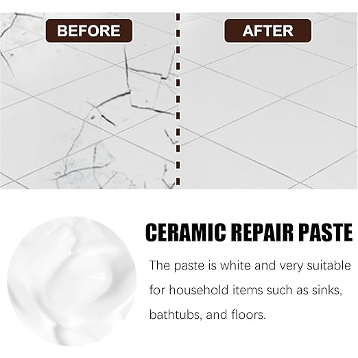 Tile and Ceramic Glaze Repair Paste,Ceramic Tile Crack Repair,Porcelain Sink Repair Kit,Tilegrout Repair,for Bathtub Tilefloors,Sinks, and Toilets (3PC)