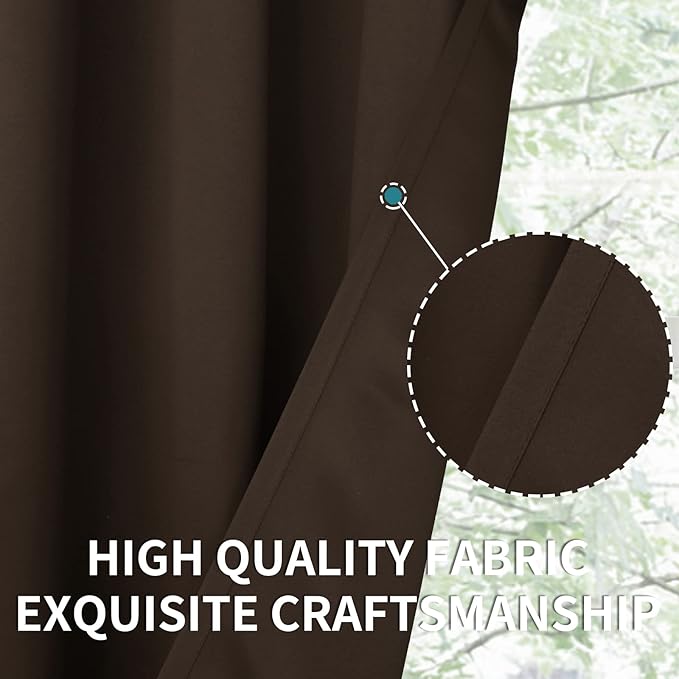 BGment Brown Blackout Curtains for Living Room - Chocolate Thermal Insulated Drapes Room Darkening Privacy Extro Long for Bedroom, 52 x 90 Inch, 2 Panels