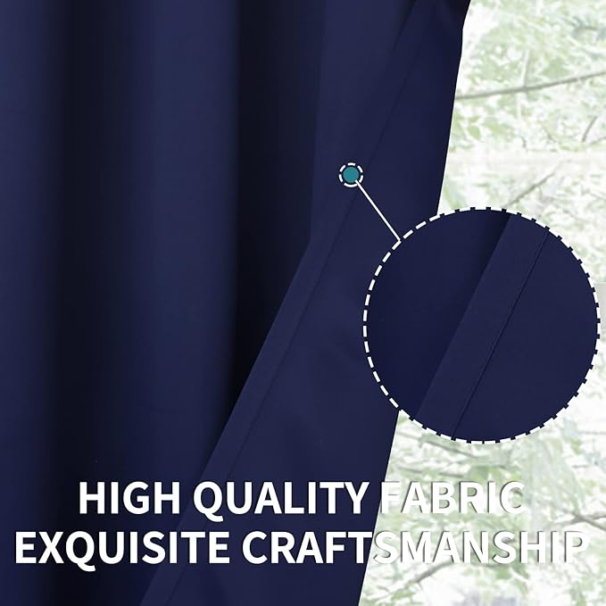 BGment Small Blackout Curtains 36 Inch Length for Window Over Sink - Half Drapes with Rod Pocket Privacy for Cafe Kitchen Window, Navy Blue, 2 Panels, 29 x 36 Inch